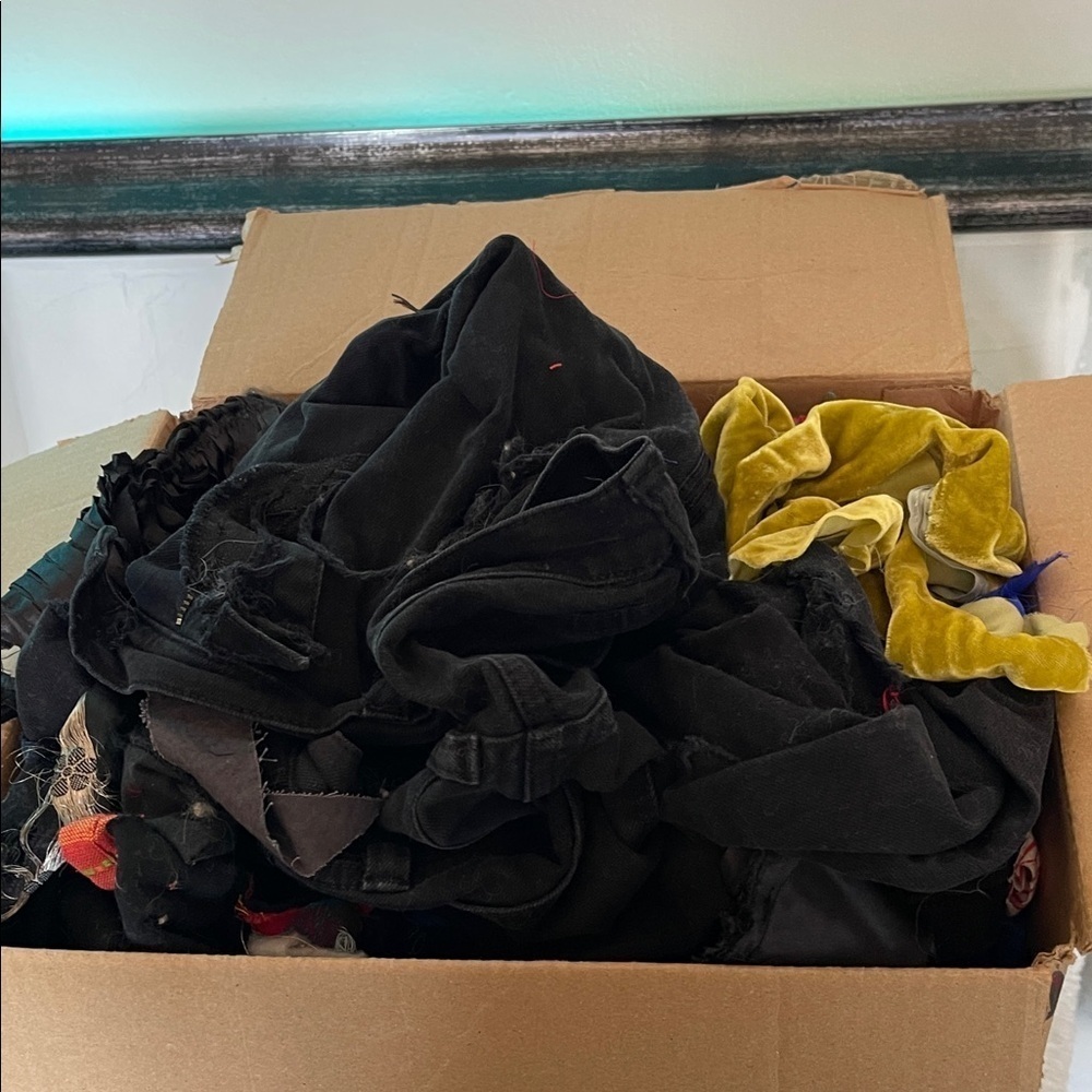 Box of Mixed Fabric Scraps all off cuts and new I’ll add my tag when purchased